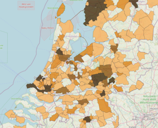 Kaart met de resultaten van de bodemdierendagen per gemeente